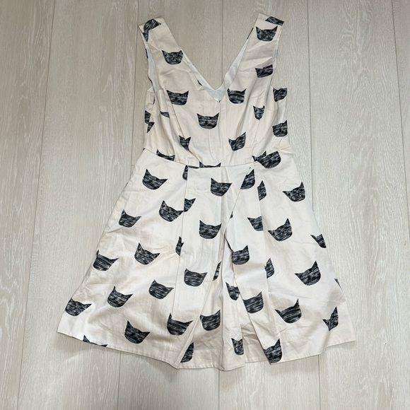 Anthropologie Feline Pattern Dress - Cream and Black - Picture 6 of 11